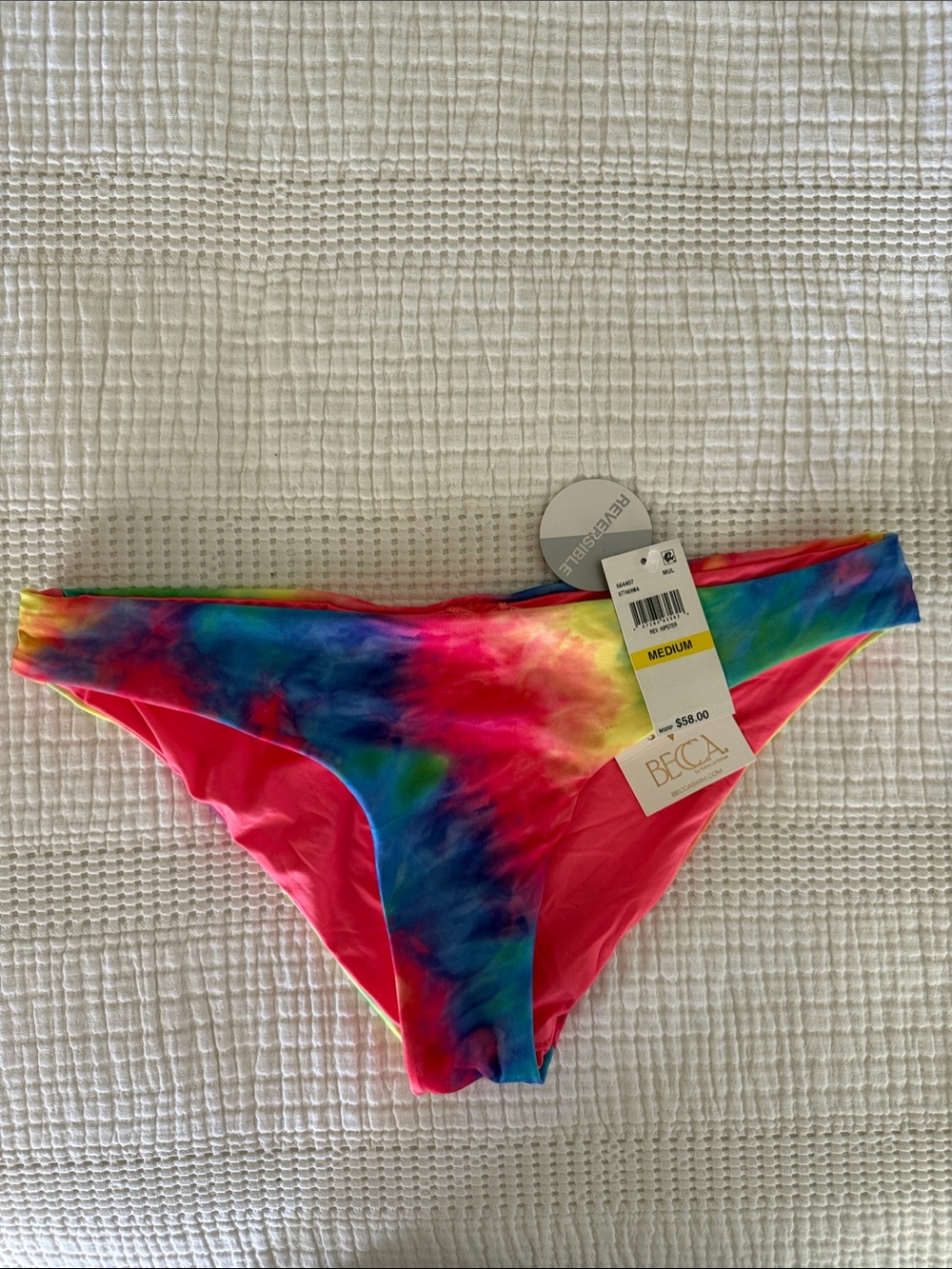 BECCA Tie-Dye Pink Multicolor Bikini Bottom. Reversible Size medium.